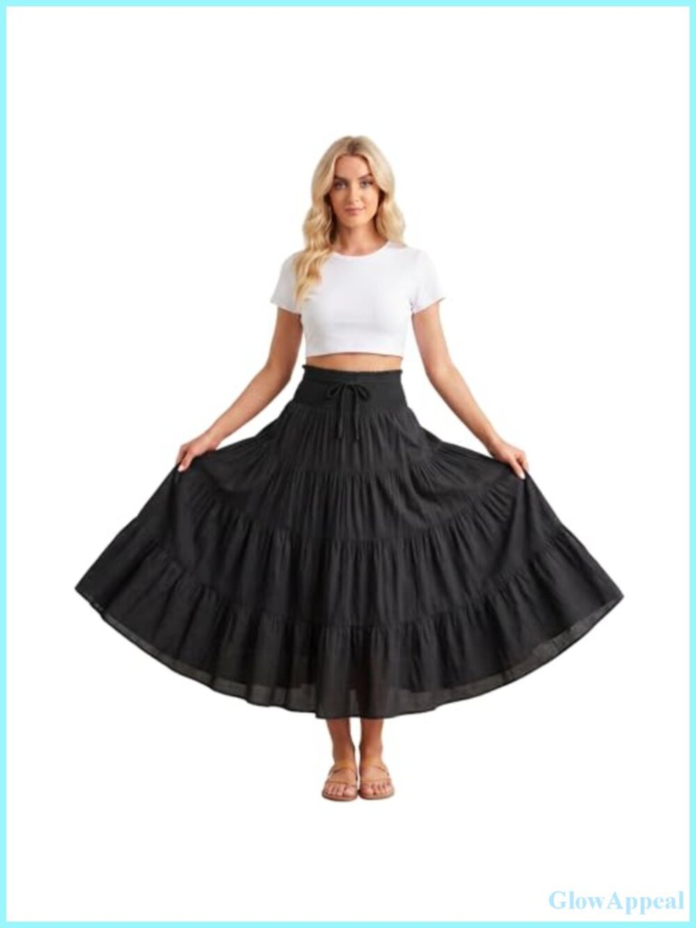 Women's Rayon Smocked Waist Flowy Maxi Skirt Renaissance Boho